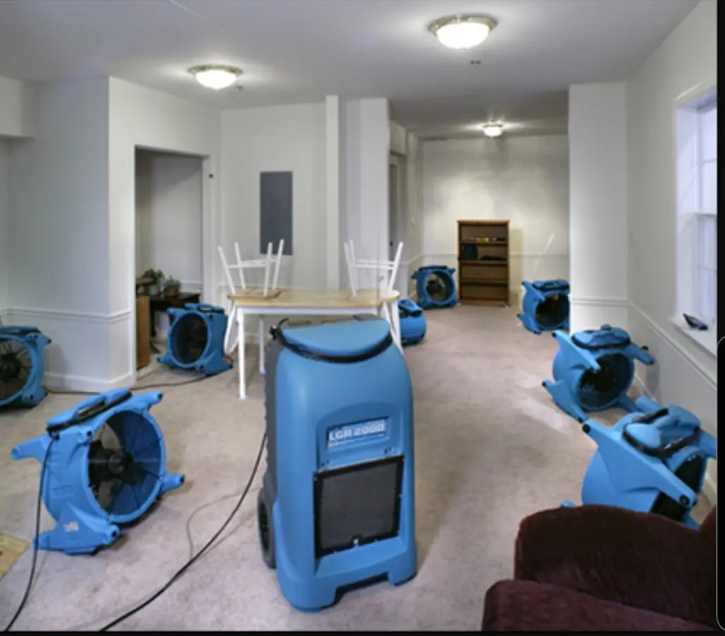Air movers and dehumidifier setup for Water Damage Restoration in Findlay